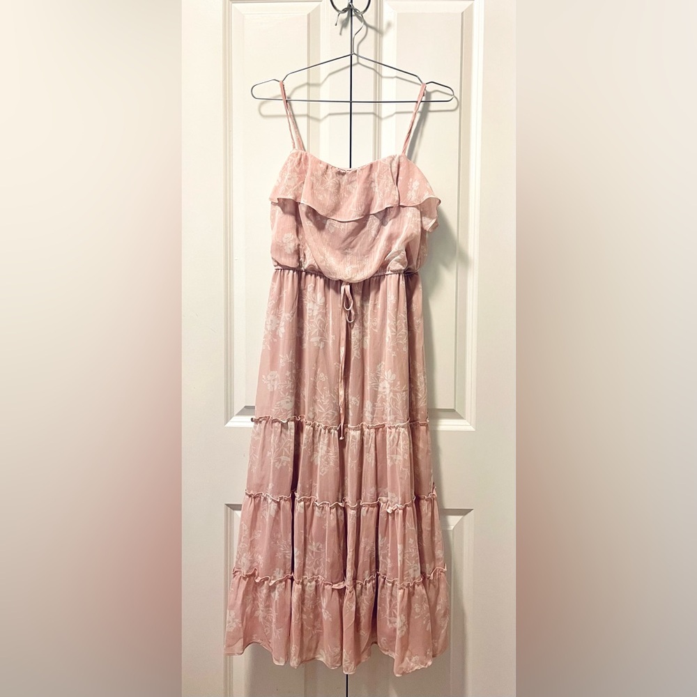 Francesca’s Candice Floral Flounce Maxi Dress sz L